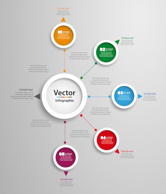 abstract vector infographics number options template with 5 steps