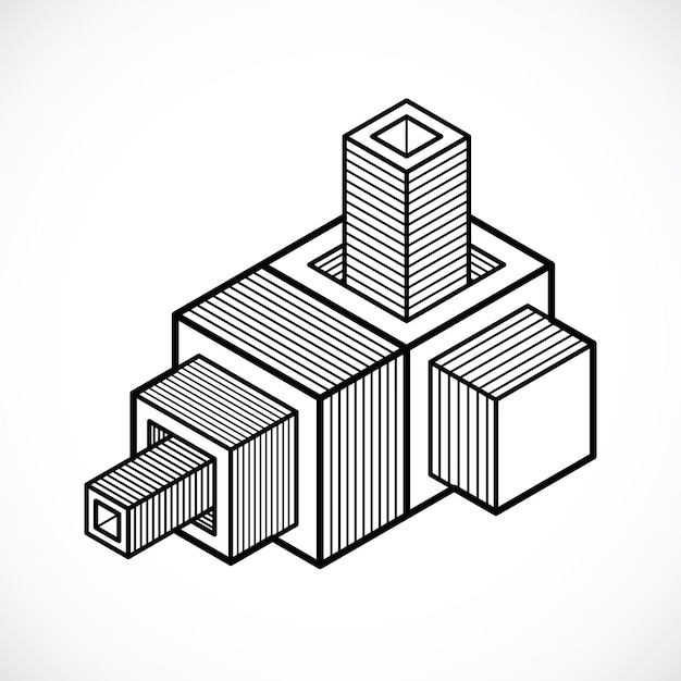 Abstract vector, isometric dimensional shape.