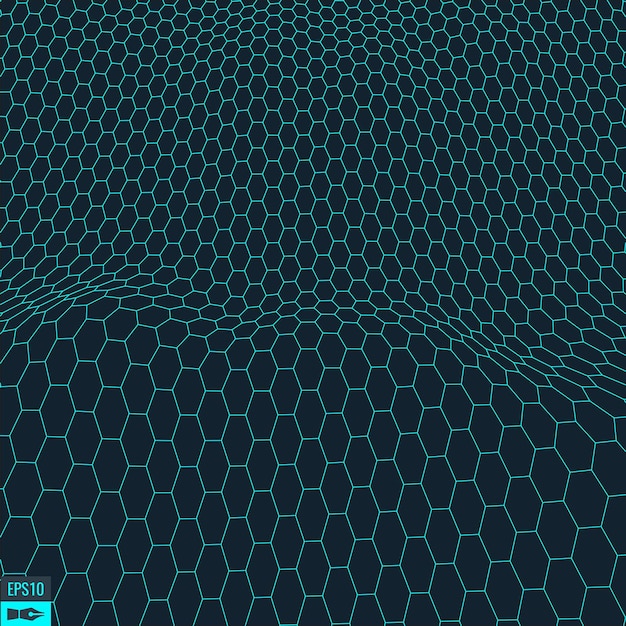 Abstract vector landscape background Cyberspace grid 3d technology vector illustration
