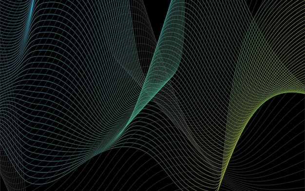 Abstract vector wave line black background technology theme modern and futuristic design