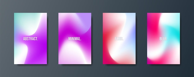 Abstract Vivid Colorful Posters Set Trendy Fluid Gradient