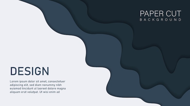 abstract wave background black and white paper cut style Background template