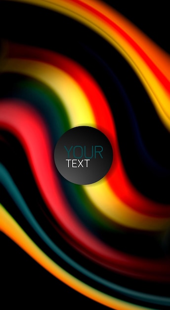 Abstract wave lines fluid rainbow style color stripes on black background Artistic illustration for presentation app wallpaper banner or poster