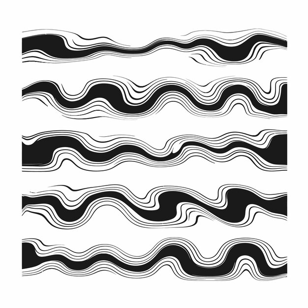 Abstract wavy lines in black and white create a flowing organic pattern perfect for backgrounds