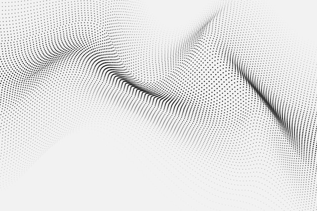 Abstract wavy particles on white background in futuristic style with scientific motives