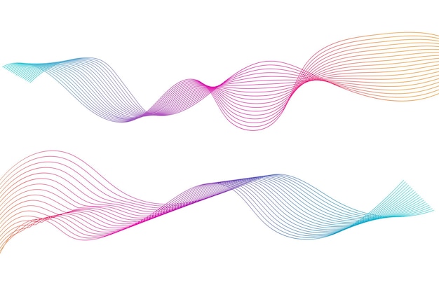 Abstract wavy stripes Colorful wave lines on white background Wave of the many colored lines