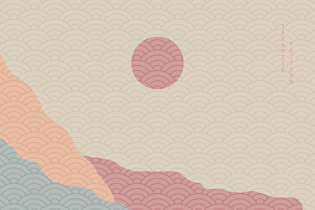 Abstract wavy style background with geometric japanese pattern