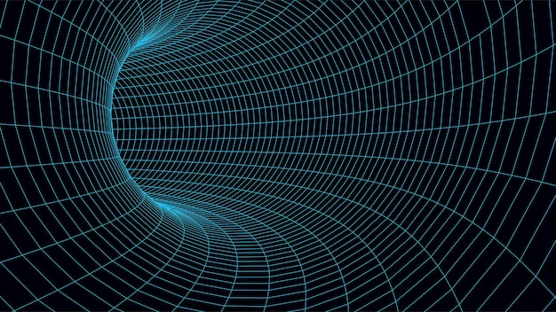 Abstract wireframe tunnel Vector wormhole 3D portal Futuristic fantasy funnel