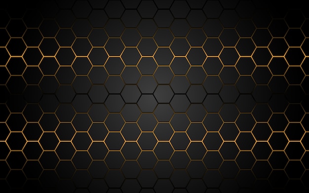 Abstract yellow light hexagon line in grey modern luxury futuristic.