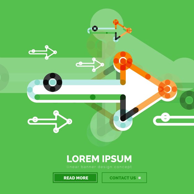 Abstrakti bannerimallipohja nuolilla ja lineaarisella design-tyylillä