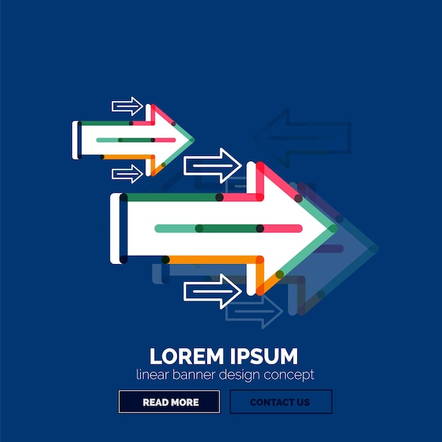 Abstrakti bannerimallipohja nuolilla ja lineaarisella design-tyylillä