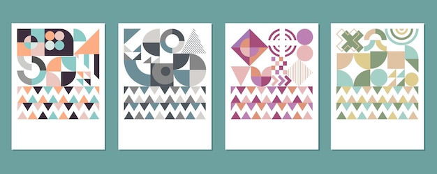 Abstrakti Bauhaus-tyylinen geometrinen ympyräkuvio – taustavektori