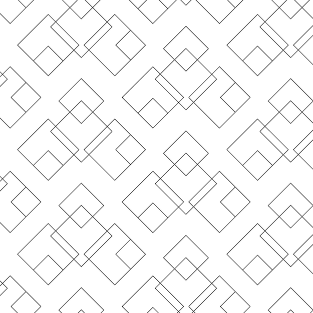 Abstrakti geometrinen kuvio, jossa on ristejä, raitoja ja viivoja. Saumaton tausta. Mustavalkoinen ornamentti