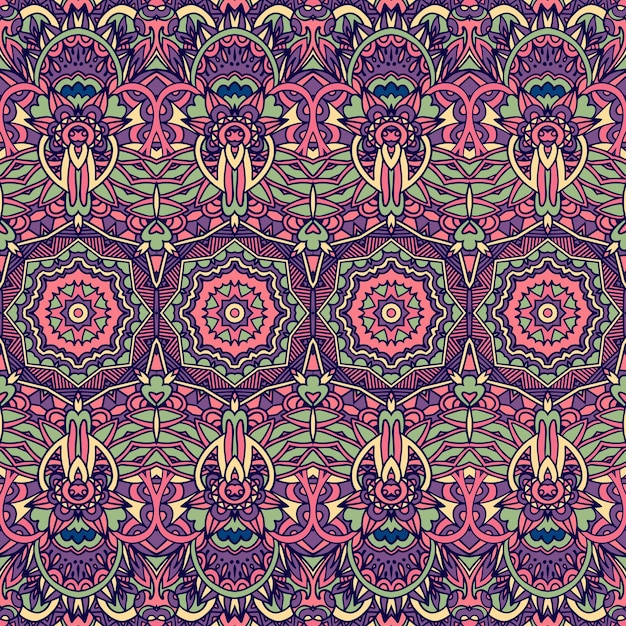 Abstrakti geometrinen värikäs saumaton mandala-kuvio