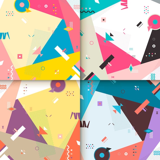 Abstrakti taustakuviomallisto värikkäillä geometrisillä elementeillä