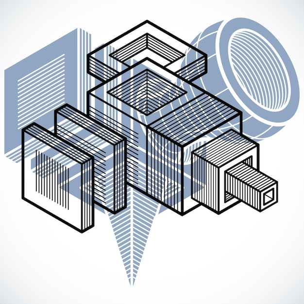 Abstrakti trigonometrinen rakenne, vektorimainen dimensionaalinen design-mallipohja.