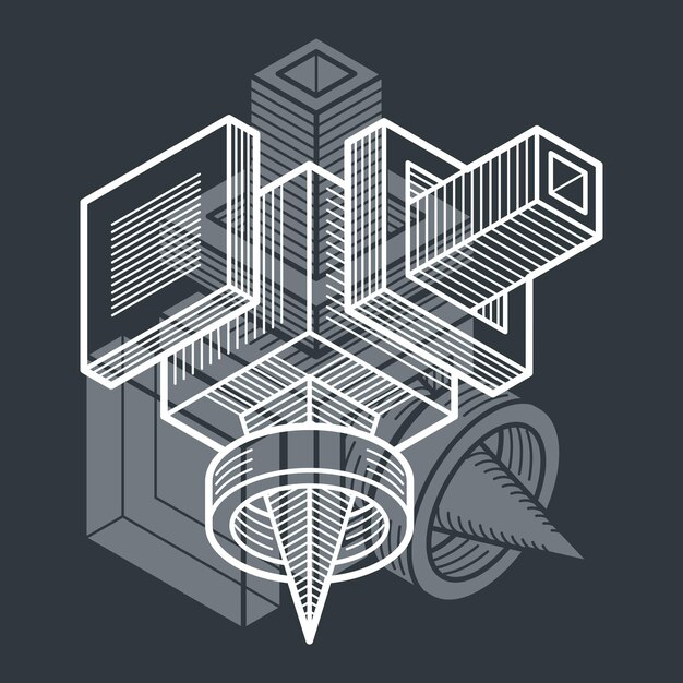 Abstrakti trigonometrinen rakenne, vektorimainen dimensionaalinen design-mallipohja.