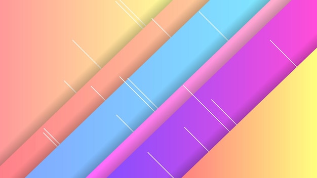 Abstrakti värikäs gradientti tausta, jossa on geometrisiä värikuvioita. Erilaisia muotoja ja valkoinen viiva