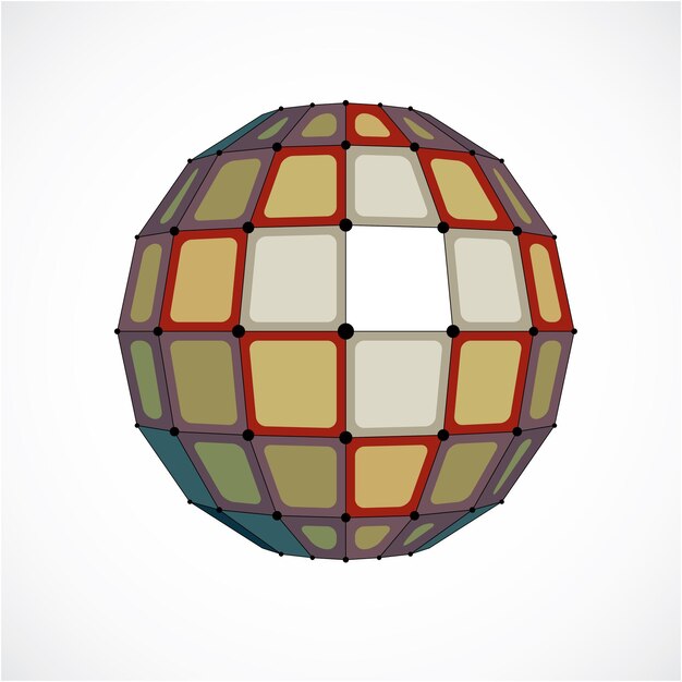 Abstrakti vektori low poly -objekti, jossa on yhdistetty mustia viivoja ja pisteitä. Värikäs 3D-futuristinen maapallo, jossa on päällekkäisiä viivoja ja neliöitä.