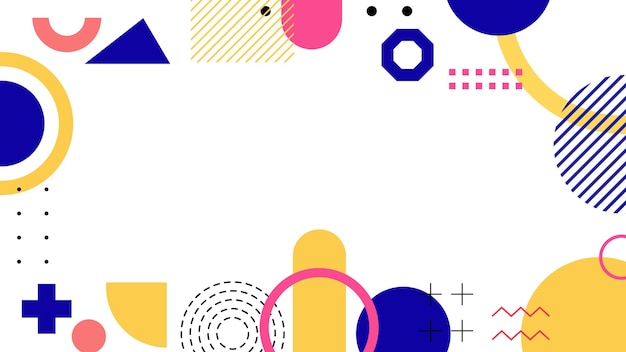 Abstraktit geometriset Memphis-muodot modernissa värikkäässä designissa, ihanteellinen taustoihin, taideprojekteihin ja moderneihin designkonsepteihin, kansibanneriesitykseen