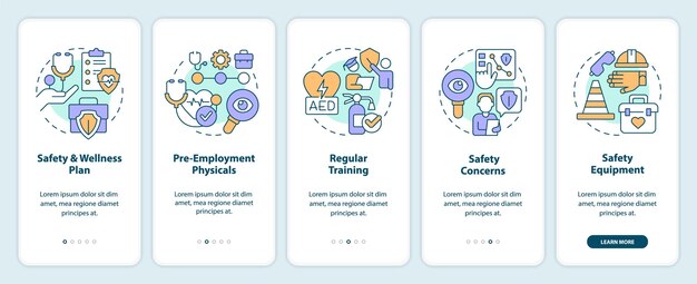 Accident prevention in workplace tips onboarding mobile app screen