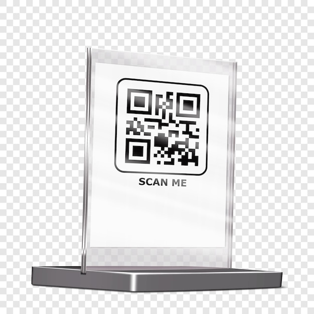 acrylic transparent qr code holder display realistic mockup clear square plexi stand mockup