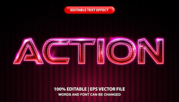 action editable text effect template, futuristic glowing neon light effect font style