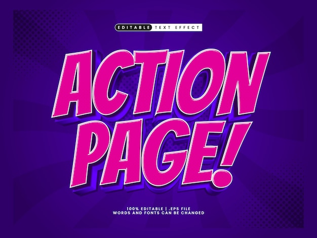 action page editable text effect with comic and superhero style