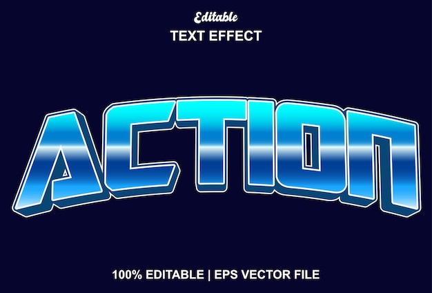 Action text effect with blue color for logo promotion brand and more
