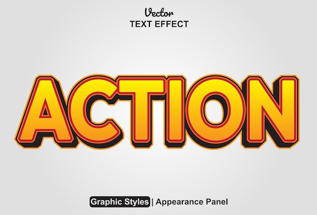 Action text effect with orange graphic style and editable