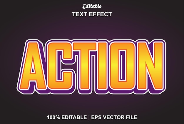 Action text effect with purple background and editable