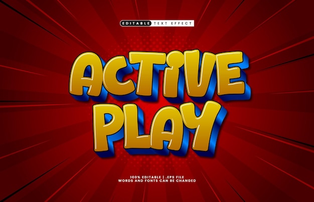active play editable text effect with a play and kids text effect