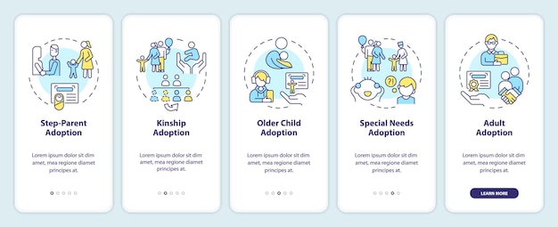 Adoption options onboarding mobile app screen