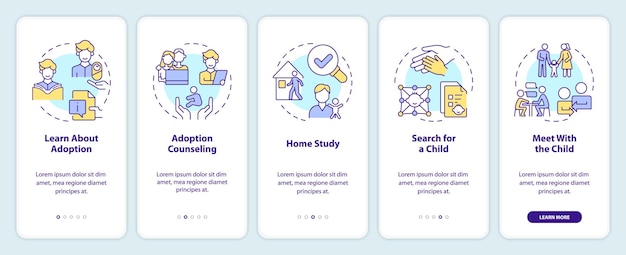 Adoption process onboarding mobile app screen