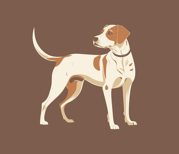 Adult dog Minimalism stylized brown background nature stand freedom pet cartoon faithful character look proud faithful creative concept vector illustration