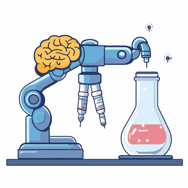 Advanced Artificial Intelligence Technology Concept with Robotic Arm in Lab