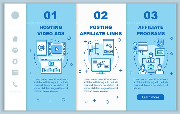 Affiliate-markkinoinnin perehdyttäminen mobiili verkkosivujen vektori malli