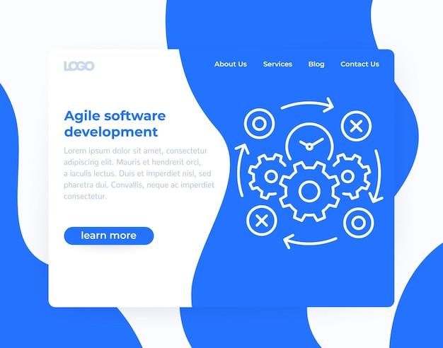 agile software development, website template, vector