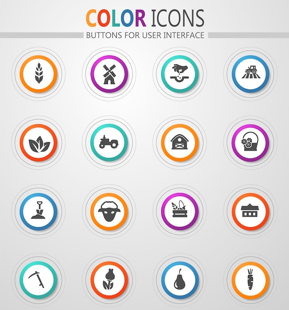 Agricultural icons set for web sites and user interface