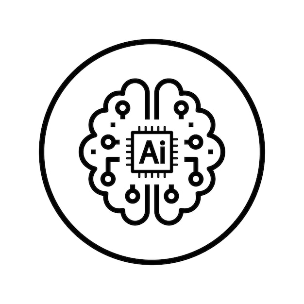 Ai artificial brain chip intelligence icon Black vector graphics