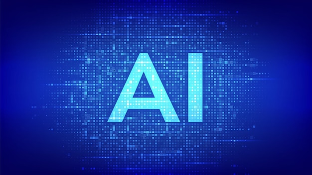 AI Artificial intelligence Letters AI made with binary code Machine learning technology Binary data and streaming digital code background Matrix background with digits 10 Vector illustration