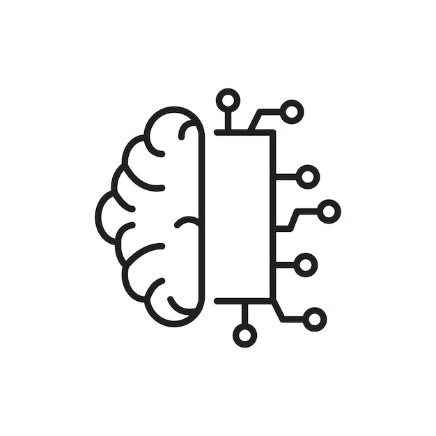 AI brain icon Thin line art collection
