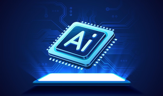 Ai chip phone innovation tech ai art technology vector illustration