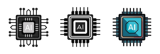 Ai chipset icon set vector