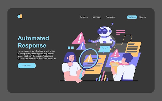 AI Cybersecurity Flat Vector Illustration