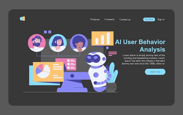 AI Cybersecurity Flat Vector Illustration
