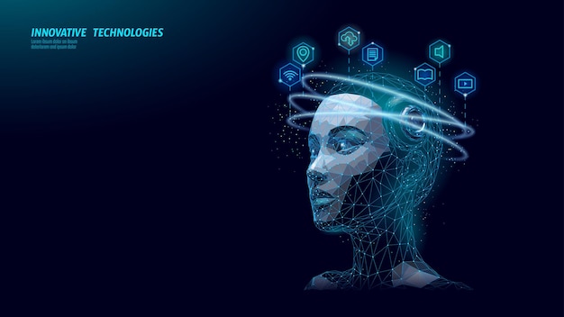 ai cyborg woman face with messed up emotion error system alert artificial intelligence mistake fail