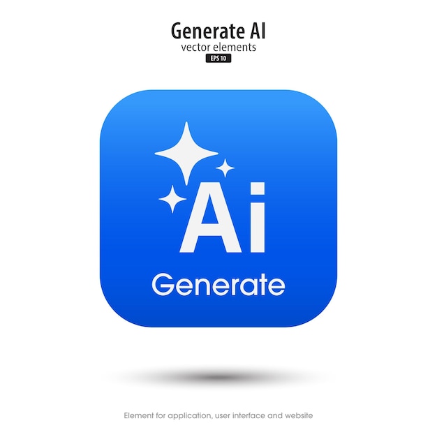 Ai generated icon 3d button minimal style modern with Ai stars icon Tools for generate from the text Large data processing concept Icon element design for app and web Vector illustration