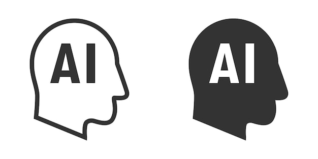 AI icon Human head symbol Vector illustration
