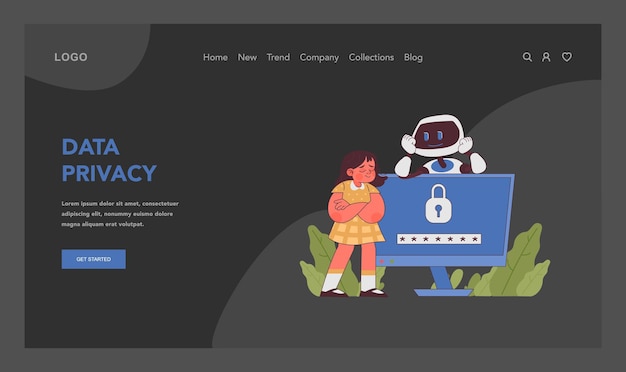 Ai in education emphasizes data privacy with a robot demonstrating secure password protection to a